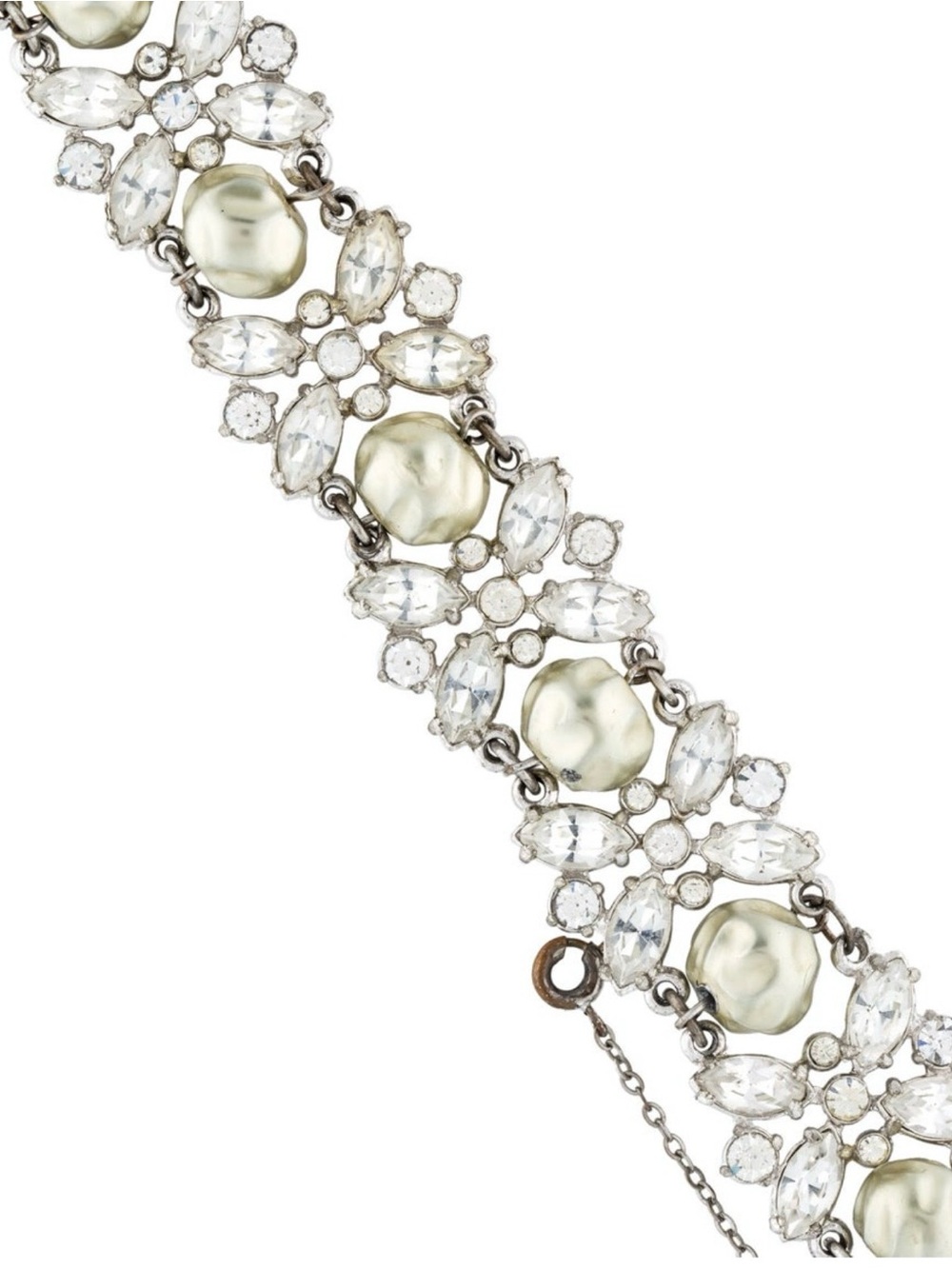 Dior Silver-Tone Pearl & Clear Crystal Floral Bracelet - Picture 3 of 3